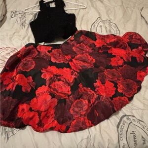 City Studio Red and Black Floral Mini Dress